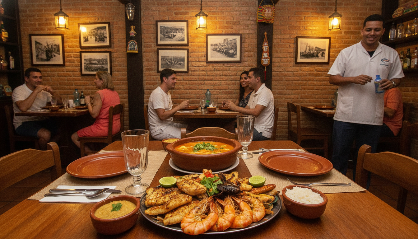 Restaurante tradicional em Recife servindo moqueca e frutos do mar